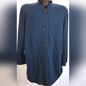 Chico's Navy Blue Coat Women's Size 3 (Xl) 16